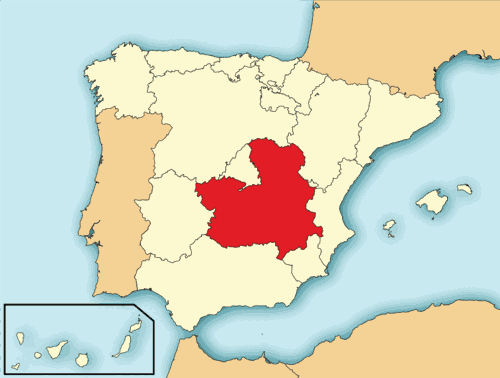 Mapa de localização de Castilla-La Mancha na Espanha